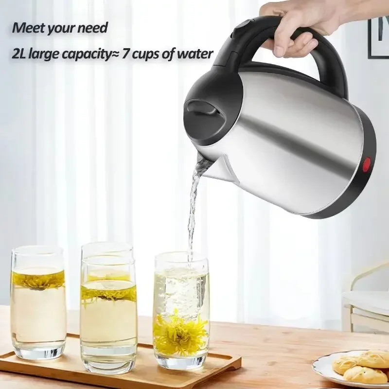 2L Food-grade Stainless Steel Electric Kettle Fast Boiling Hot Water Heater, Multi-purpose Teapot for Coffee, Beverage Daily Use - Image 2