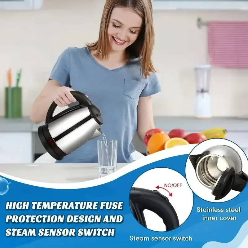 2L Food-grade Stainless Steel Electric Kettle Fast Boiling Hot Water Heater, Multi-purpose Teapot for Coffee, Beverage Daily Use - Image 3